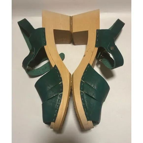 Stylish Green Leather Mules by Lotta From Stockholm - Picture 4 of 9